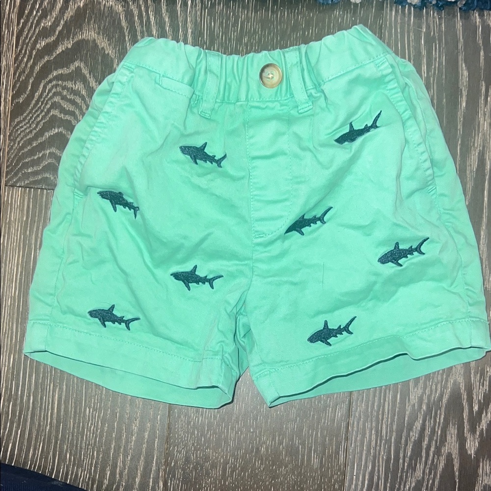 Kids Mint Green Shark Pattern Shorts